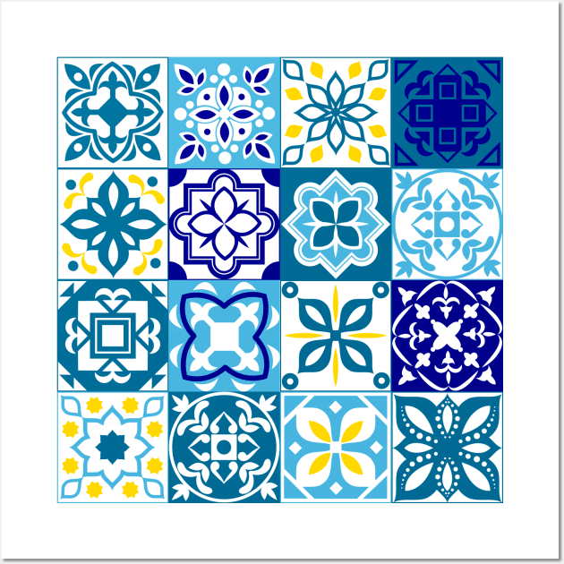 High Contrast Blue Tile Wall Art by Travel Designs